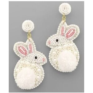 Easter Bunny Seed Beaded Earrings